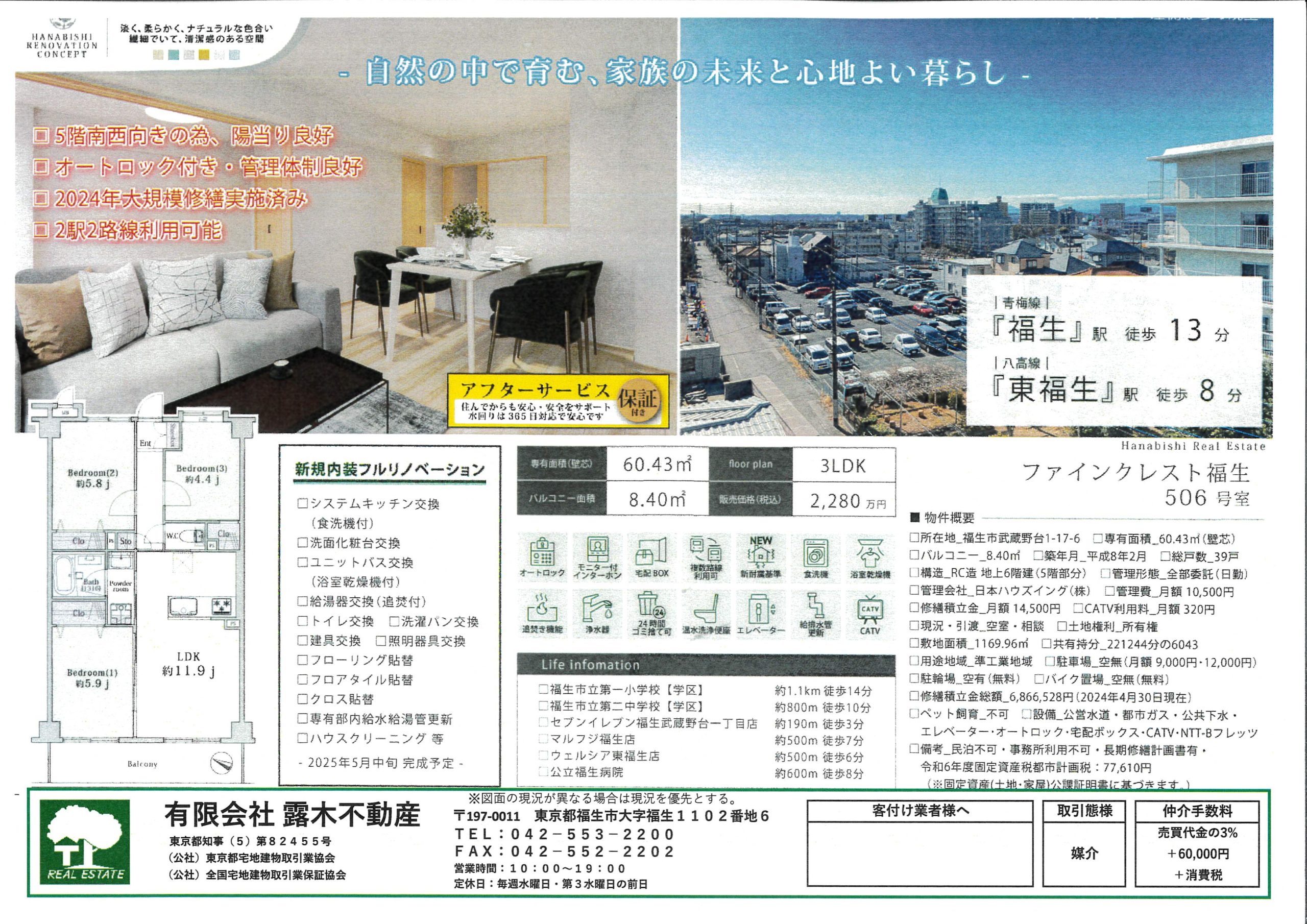 【マンション】ファインクレスト福生　３LDK　内装フルリノベーション済み　